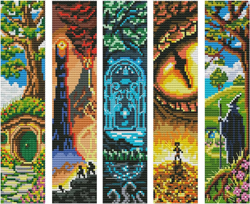 ZuoAnLF 5 PCS Cross Stitch Bookmark Kits,DIY Bookmarks Cross Stitch Kits,Stamped Embroidery Bookmarks for Adults Beginners,14CT...