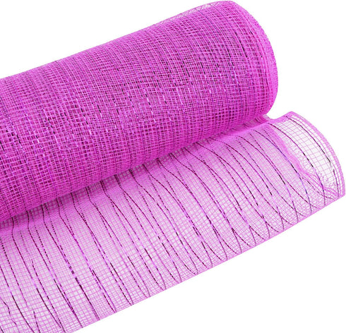 MEEDEE Pink Deco Mesh 10 Inch Pink Mesh Ribbon for Wreath Metallic Mesh Fabric for Crafts Decorative Staircase Mailbox Centerpiece Supplies (30 Fe...