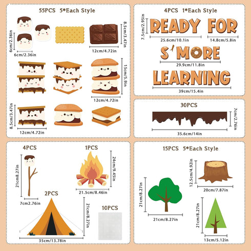 Back to School Decorations, Marshmallow S'More Classroom Bulletin Board Decorations Camping Theme Bulletin Board Sets Cutouts for First Day of Sch...