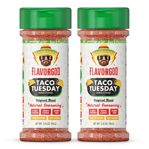 Flavor God 2 Bottles Taco Tuesday Seasoning Mix Natural Healthy Spice Blend For Grilling Chicken, Beef, Seafood, Vegetables, Salad, Tacos, Pizza, ...