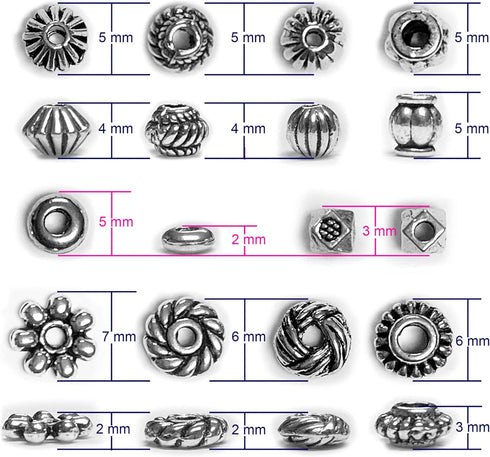 Silver Spacer Beads for Jewelry Making Supplies Flat Beads for Bracelets Small Seed Beads for Necklace Earring 500pcs Bead Bracelet Making Kit Met...