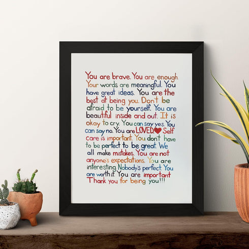 AMERICAN LUXURY GIFTS You Are Brave Inspirational Poster – Motivational Wall Art Print 8×10 Unframed for Home, Office, Bedroom & Classroom – Posit...
