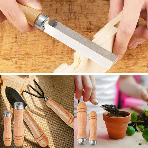 5pcs Wooden File Handle with Strong Metal Collars, Large Wood Handle for 10"-12" File, Screwdriver Hand Drill File Handle Cutting Tool Craft - Ape...