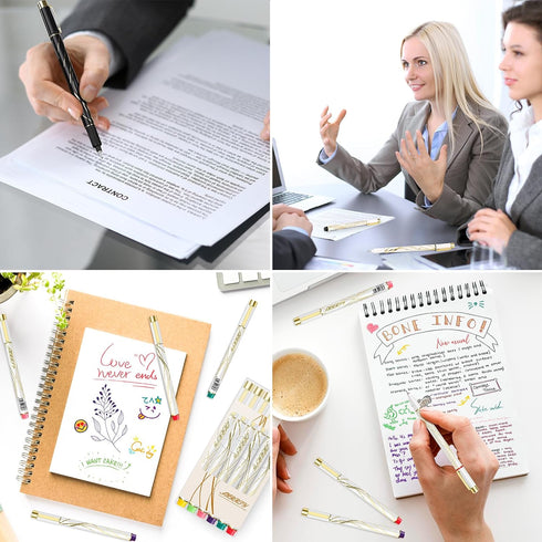 Black Ink Pens, 6-Pack, White, Smooth Writing, Waterproof, Ideal for Note Taking, Journaling, Drawing, Coloring, Crafts, School, Home, Office, Gif...