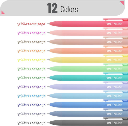 Mr. Pen- Retractable Gel Pens, 12 Pack, Fast Dry, Gel Pens Fine Point 0.7mm, Retractable Pens, Cute Pens, Gel Ink Pens, Aesthetic Pens for Journal...