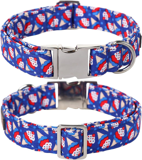 Lionet Paws Design Dogs Collar Cute Flower 4th of July Dog Collars for Girl Female Medium Large Dogs with Sundae L...