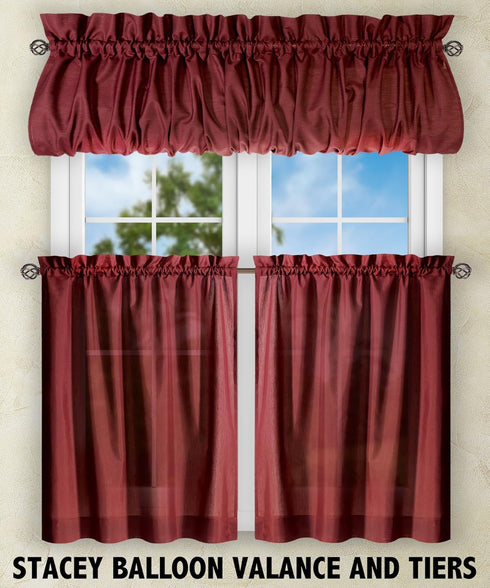 Ellis Curtain Stacey Sheer 56-by-30 Inch Tailored Tier Pair Curtains, Merlot, 56x30...