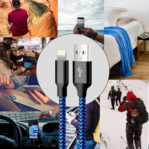 cugunu iPhone Charger, 5 Pack 3/3/6/6/10FT Apple MFi Certified USB Lightning Cable Nylon Braided Fast Charging Cord Compatible for iPhone 14/13/12...