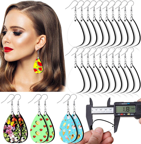 YGAOHF 1.8" Lightweight Wood Earrings Blanks, 16pcs White Teardrop, Unfinished, DIY Sublimation Earring Making...