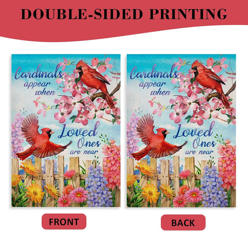Home Decorative Cardinal Appear When Loved Ones are Near Spring Garden Flag, Summer Bird Porch Yard Flower Outside Decoration Inspirational Memori...