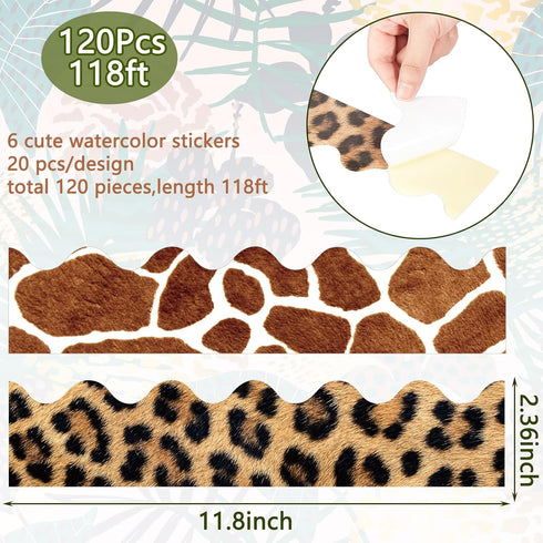 Classroom Bulletin Board Borders Safari Animal Classroom Borders for Wall Decorations DIY Leopard Tiger Cow Print Bulletin Board Sticker for Schoo...
