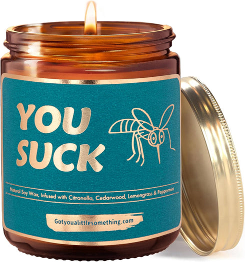 Citronella Candle for Indoor or Outdoor Use | Keeps Away Mosquito, Bugs, Pests, Flies | Funny Patio Garden Home Decor Gift Idea | Scent: Citronell...