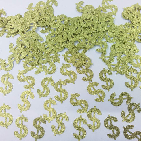 Morndew 100 PCS Glitter Gold Dollar Sign Confetti for Casino Party Wedding Party Birthday party Decorations...