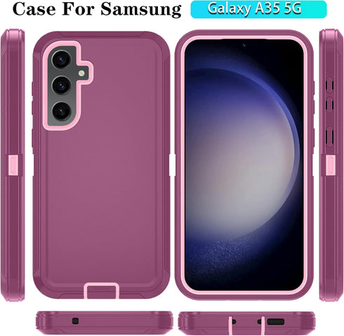 Qinmay Phone Case for Samsung Galaxy A35 5G Case with HD Screen Protector, Samsung A35 5G Case Durable Shockproof 3-Layer Cover for Galaxy A35 5G ...