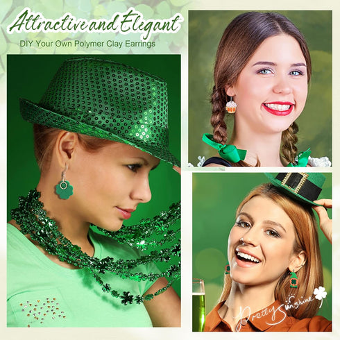 Puocaon St Patrick's Hat Clay Cutters - Polymer Clay Cutters for Earrings Making, Lucky Horseshoe St Patrick's Clay Cutters for Polymer Clay Jewel...