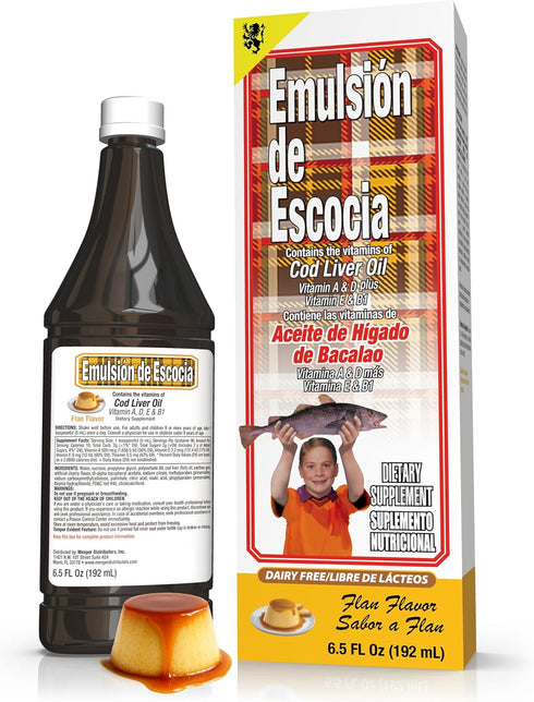 Flan Flavor Cod Liver Oil 1-Pack (6.5 Fl Oz / 192 ml) – Omega-3 with Vitamins A & D for Immune, Bone, and Eye Health – Great Taste for Kids and Ad...