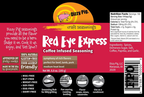 Dizzy Pig Red Eye Express Coffee-Infused Seasoning Rub (8oz Shaker)...