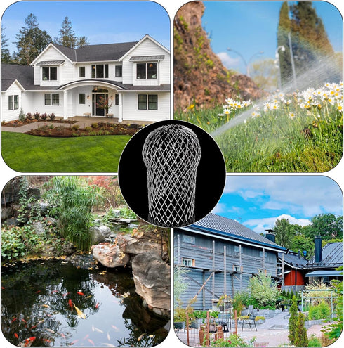 4 Pcs Gutter Downspout Guards 3.5 Inch Aluminum Leaf Filter Strainer Expandable Gutter Downspout Protector for Preventing Blockage Leaves Debris...