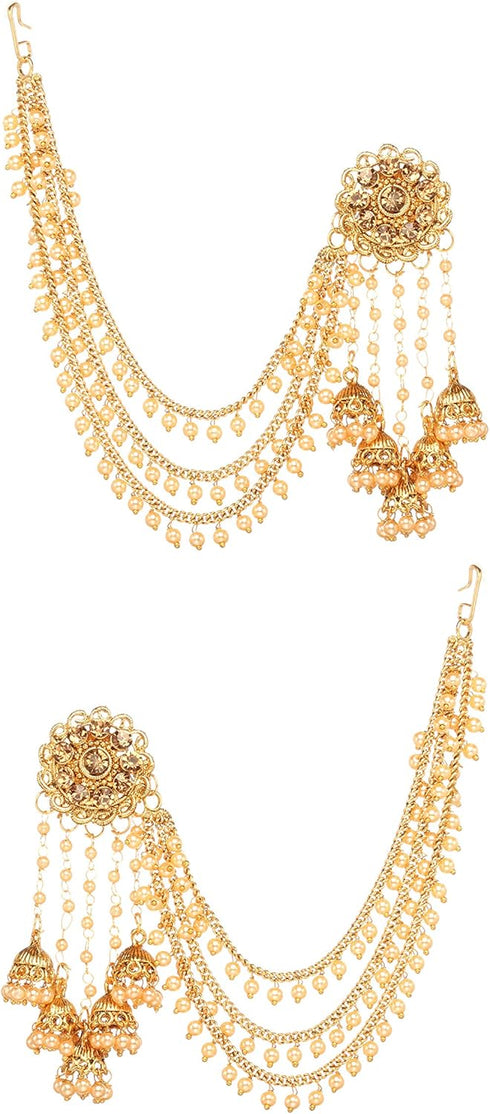 Bindhani Indian Bahubali Style Long Tassel With Multiple Small Jhumki Earring & Back Hair Chain For Women...
