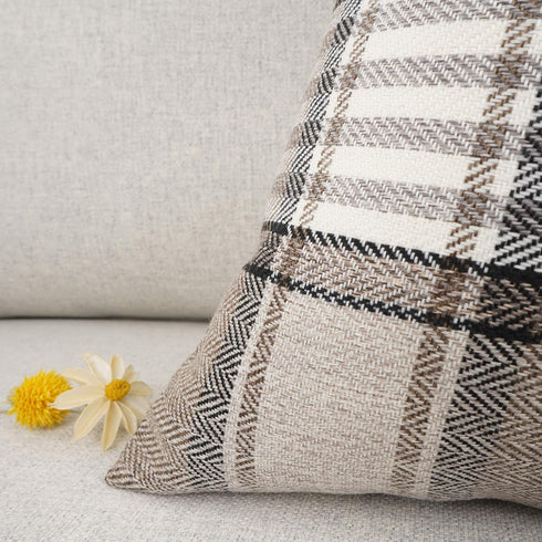 YOUR SMILE Set of 2 Retro Farmhouse Outdoor/Indoor Buffalo Tartan Chequer Stripe Plaid Cotton Linen Decorative Throw Pillow Case Cushion Cover Pil...