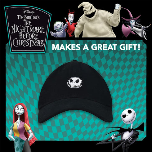 Disney The Nightmare Before Christmas Dad Hat, Jack Skellington Cotton Adult Baseball Cap with Curved Brim, Black, One Size...