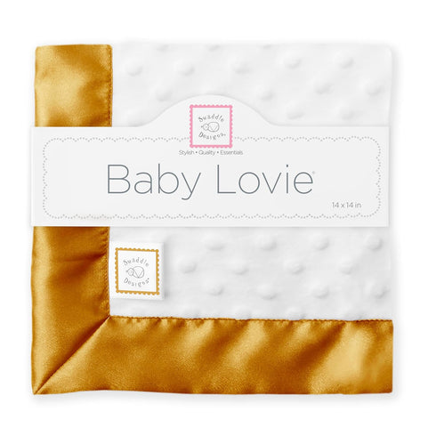 SwaddleDesigns Baby Lovie, Small Security Blanket, Plush Dots with Satin Trim, Gold, 14 x 14 inches (36 x 36 cm)...