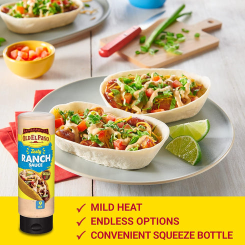 Old El Paso Taco Sauce, Zesty Ranch Sauce, Squeeze Bottle, 9 oz....