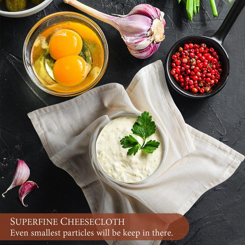Cheese Cloths, 3PCS Precut 20x20 Inch, Grade 100 Hemmed Cheesecloth for Straining Cooking, Fine Mesh Cloth Strainer Reusable, 100% Unbleached Cott...