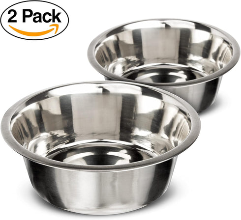 Neater Pet Brands Stainless Steel Dog and Cat Bowls (2 Pack) - Extra Large Metal Food and Water Dish (12 Cup)...