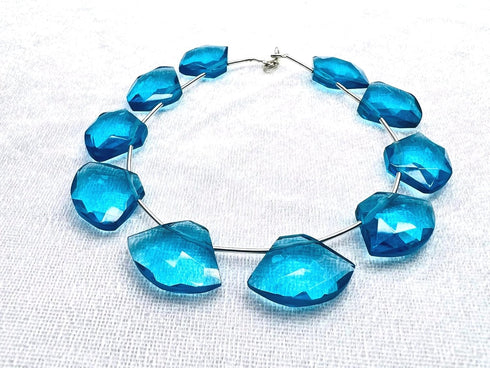 1 Strand Blue Topaz Quartz 10 Pcs Beads Size 19x14mm Fancy Shape Cut Faceted Beads for Jewellery Making, Beading & Craft Supplies KCRAFTS-RK_k47...