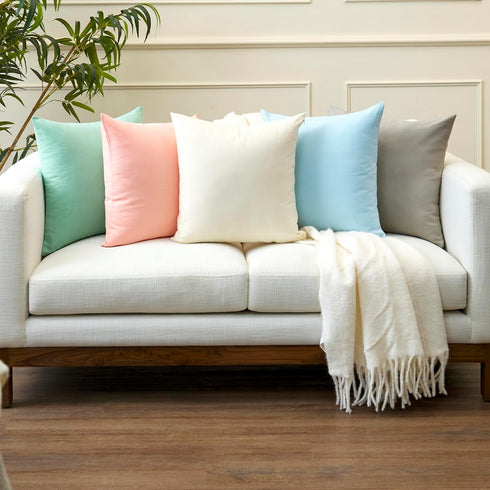 Encasa XO Throw Pillow Covers 18x18 in Set of 2 White | No Inserts | Cotton Pillow Covers for Living Room, Bed, Sofa, Couch | Decorative Cushion C...