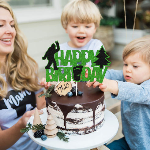 Birthday Cake Decorations Themed Happy Birthday Cake Topper for Kids Boy Girl Bday Party Supplies Sparkle Green Décor...