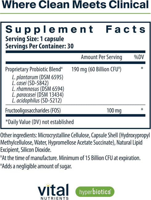 Hyperbiotics Vital Nutrients Prebiotic and Probiotic for Women and Men | 60 Billion CFU | Pre and Probiotics Supports Digestive Health, Constipati...