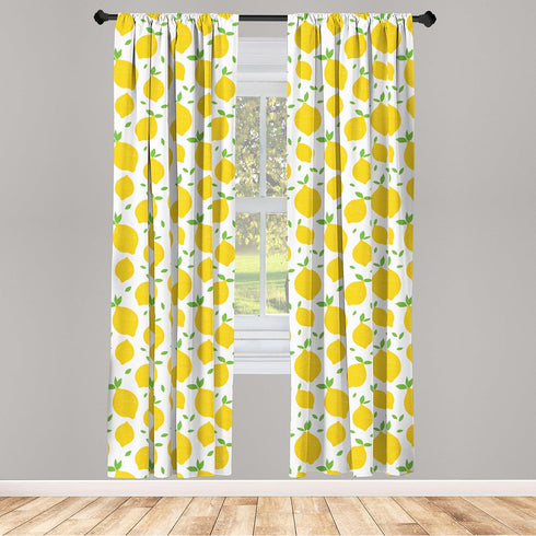 Ambesonne Lemons Window Curtains, Continuous Modern Summer Themed Tasty Citrus Fruits Illustration, Lightweight Decor 2-Panel Set with Rod Pocket,...
