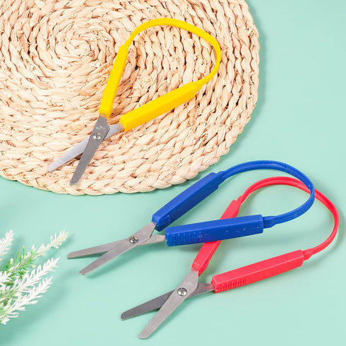 3PCS Scissors Adaptive Toddler Scissors Handle Self-Opening Scissors Cutting Grip Scissor Set Craft Easy-Open Squeeze Handle For Kids Children Adu...