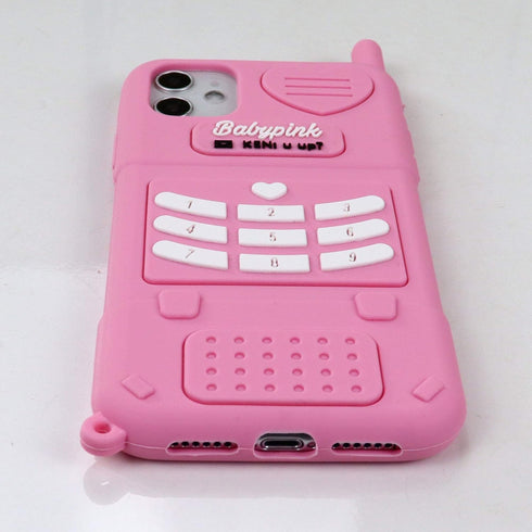 for iPhone 11 6.1'' Case,3D Cartoon Cute Retro Love Heart Classic Cellular Phone Shaped Case, Kids Women Girls Soft Silicone Rubber Cover Case for...