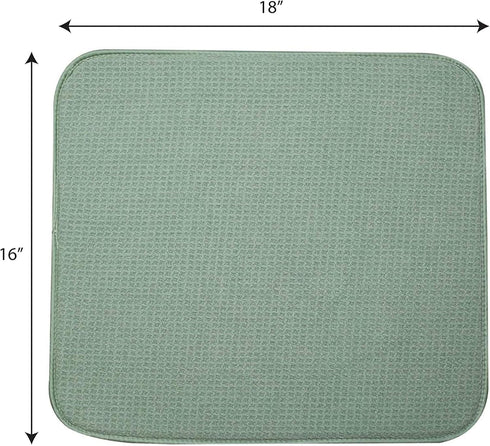 Dish Mat Absorbent, Reversible, Microfiber,Dish Drying Mat for Kitchen,Machine Washable Farmhouse Dishes Drainer for Countertop Fast Drying, Sage ...
