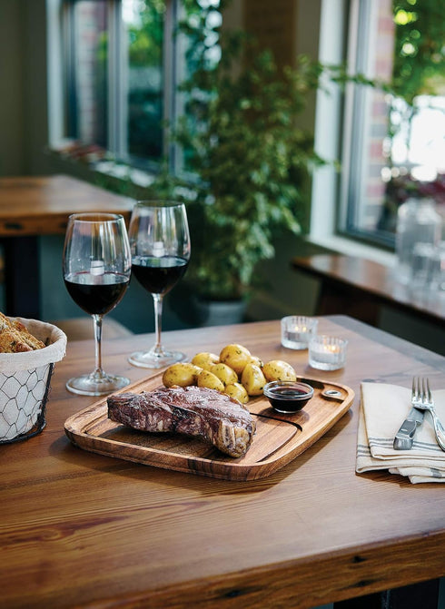 Ironwood Gourmet Fort Worth Steak Plate with Juice Channel, Acacia Wood 13 x 11 x 0.75 -inches, Brown...