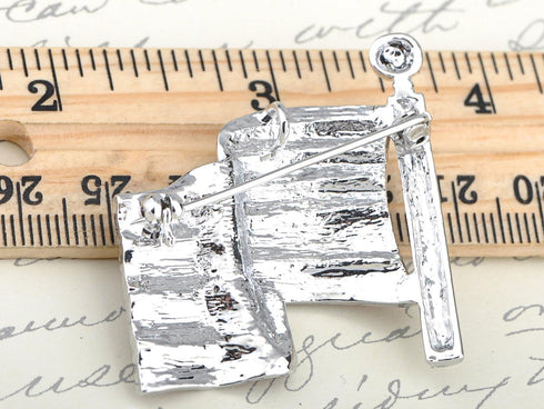 Alilang America USA Patriotic American Red White Blue Crystal Rhinestone Waving Flag Brooch Pin...