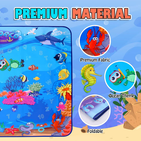 Large Water Doodle Mat for Toddlers, Magical Colourful, 39?×31? Mess Free Coloring Mat with 2 Water Pens, Educational Toy Gifts for Kids 3+ Year -...