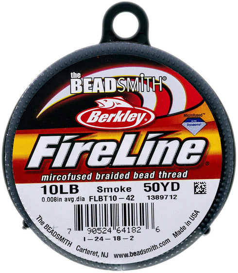The Beadsmith Fireline by Berkley – Micro-Fused Braided Thread – 10lb. Test, 008”/.20mm Diameter, 50 Yard Spool, Smoke Grey – Super Strong Stringi...