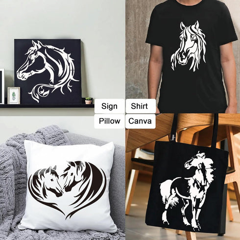 Horse Stencils for Painting on Wood, Horse Stencils for Crafts Reusable Wood Burning Drawing Art Paint Stencils and Patterns for Wall Cake Cookie ...