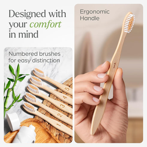 Bamboo Toothbrushes 10 Pack - BPA Free Soft Bristles Toothbrushes, Eco-Friendly, Natural Wooden Toothbrush...