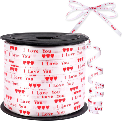 KatchOn, Red Valentines Day Ribbon -100 Yards | Red I Love You Ribbon for Valentines Day Decorations | Red Heart Ribbon for Crafts, Valentines Rib...