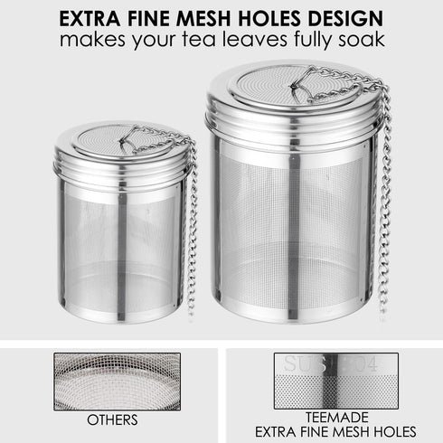 2 Pack Tea Infuser,Extra Fine Mesh Holes Tea Ball Strainers with Threaded Connection,304 Stainless Steel Cooking Filters,Easier to Brew Loose Leaf...