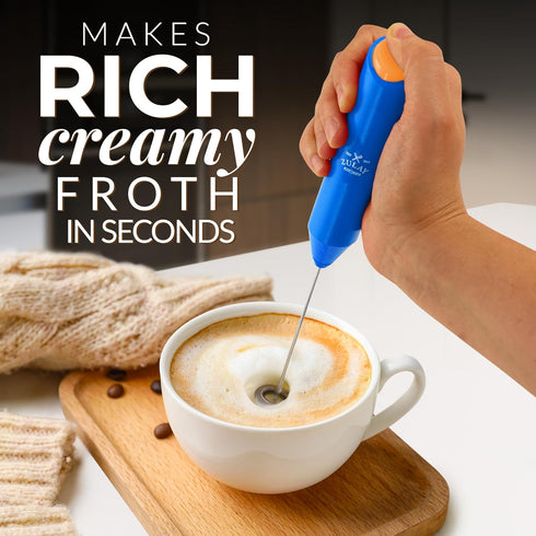 Zulay Kitchen Duracell Powered Milk Frother Handheld Foam Maker - Whisk Drink Mixer for Coffee, Latte, Matcha, Cappuccino - Mini Foamer by Milk Bo...