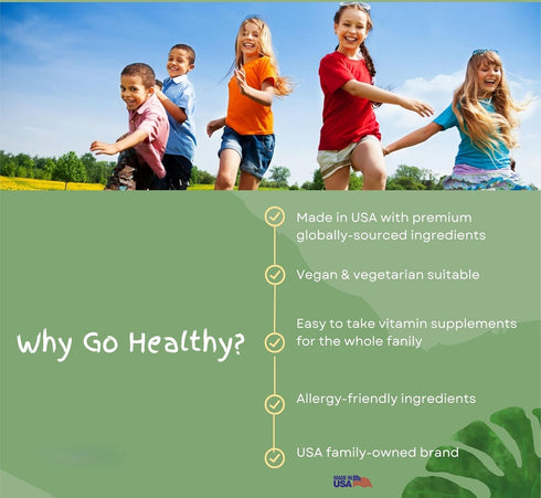 Go Healthy Kids Vitamins D3 K2 (MK-7), Child Vitamin D, Liquid Vegan D3 K2 Drops for Kids, Sugar-Free, Easy-to-Absorb, Children's Growth & Immune ...
