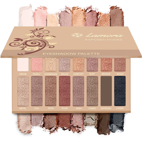 Lamora Eyeshadow Palette Makeup - Eye Makeup Palette with 16 Highly Pigmented Matte & Shimmer Shades - Vegan & Blendable...