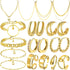 Henoyso 16 Pcs Gold Jewelry Sets for Women 4 Gold Necklace 4 Gold Bracelets 4 Gold Earring 4 Knuckle Rings Hoop Stud Earrings for Women Girls Vale...