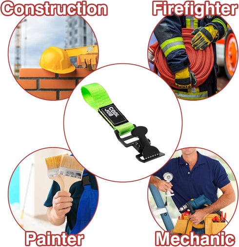 COOLJOB Metal Glove Holder Clips for Work, Clamp Keeper with Adhesive Strap for Belt, Turnout Gear, Helmet Strap, Firefighter, Guard, Labor, Heavy...
